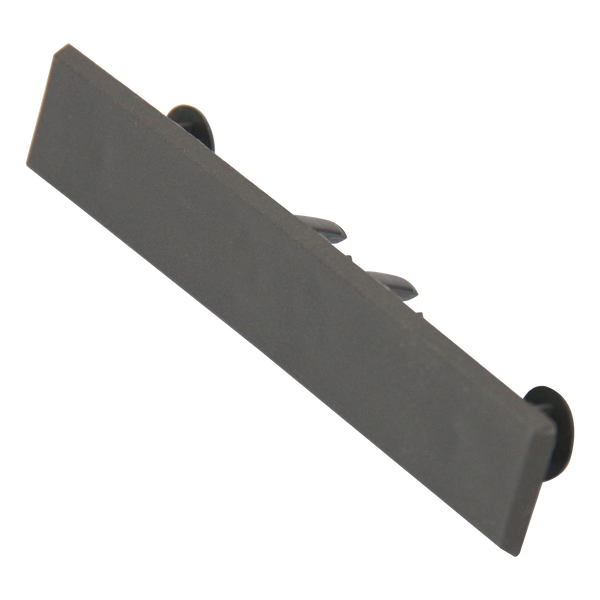 Anthracite composite decking end caps by Neowall for finishing exposed decking board edges