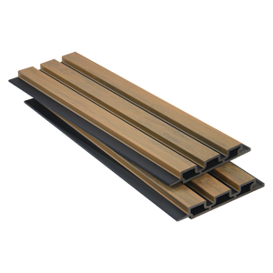 Neowall Blackline Series SlatWall teak panels with warm wood-effect finish for modern wall cladding