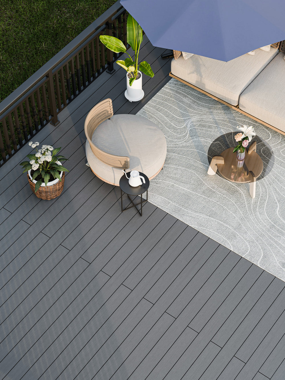 Co Extrusion Dual Decking Cement Grey & Natural