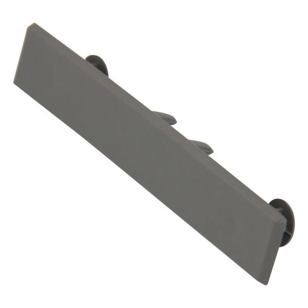 Cement grey composite decking end caps by Neowall for finishing exposed decking board edges