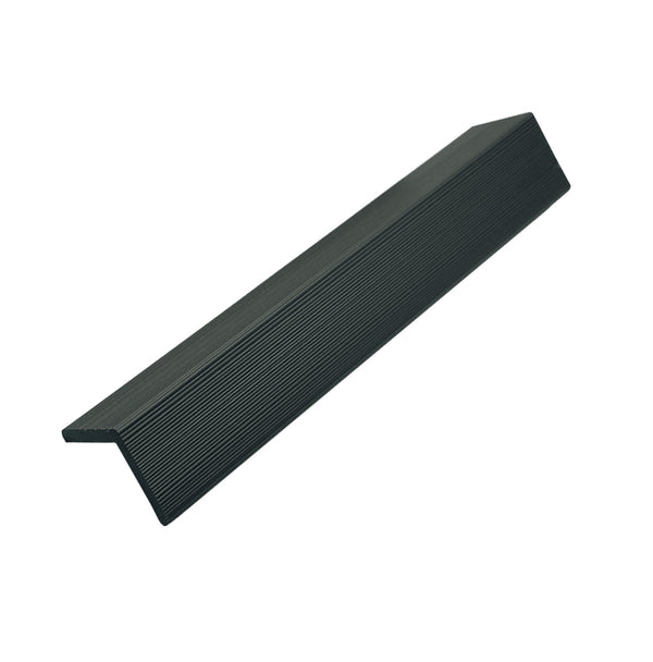 Charcoal composite edge seal for slat wall panels by Neowall for modern wall cladding finish