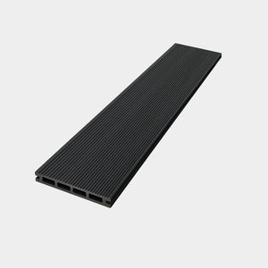 Charcoal outdoor composite decking board profile showing 135mm width and 25mm thickness