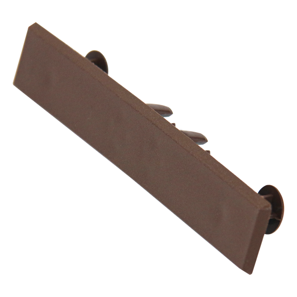 Choco brown composite decking end caps by Neowall for finishing exposed decking board edges