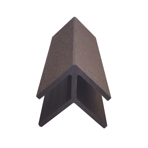 Chocolate brown cladding end trim for finishing exposed panel ends
