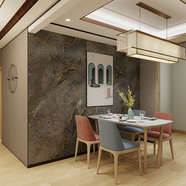 Neowall Vellura Tulsony Gold wall panels with warm stone-effect finish