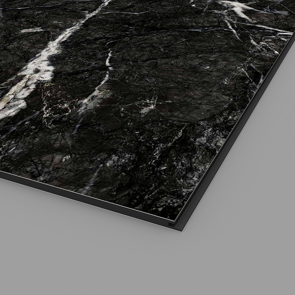 Dark marble wall panels for bold interior feature walls