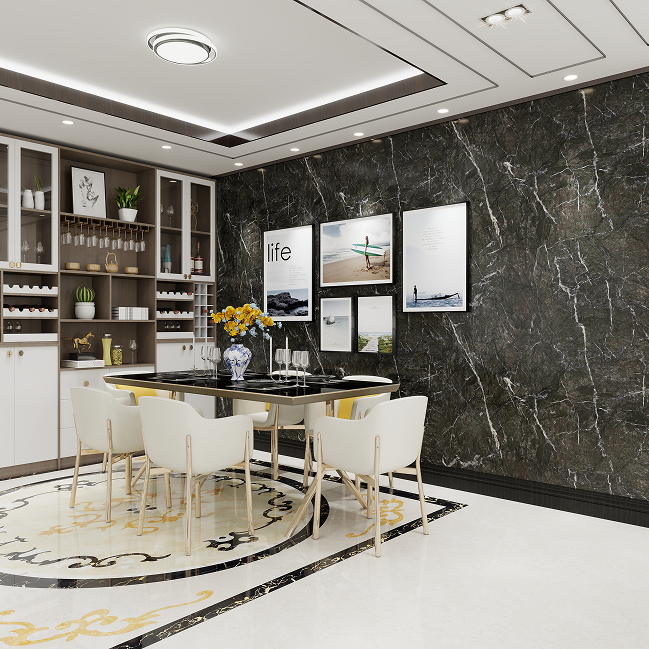 Neowall Vellura Graphite Marble wall panels with dark marble-effect finish