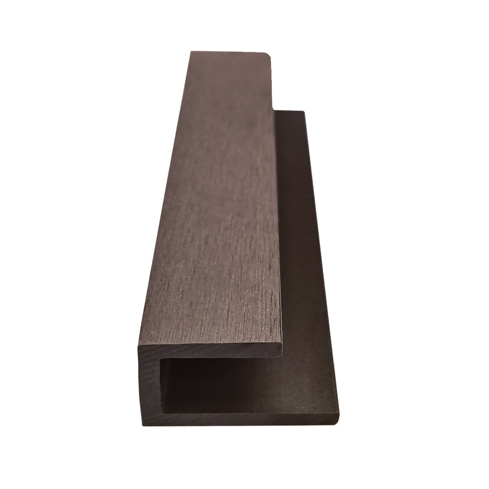 Neowall Chocolate Brown U Trim for composite cladding edge finishing