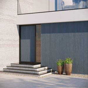 Neowall Composite SlatWall Blue Grey wall cladding panel for modern interior and exterior spaces