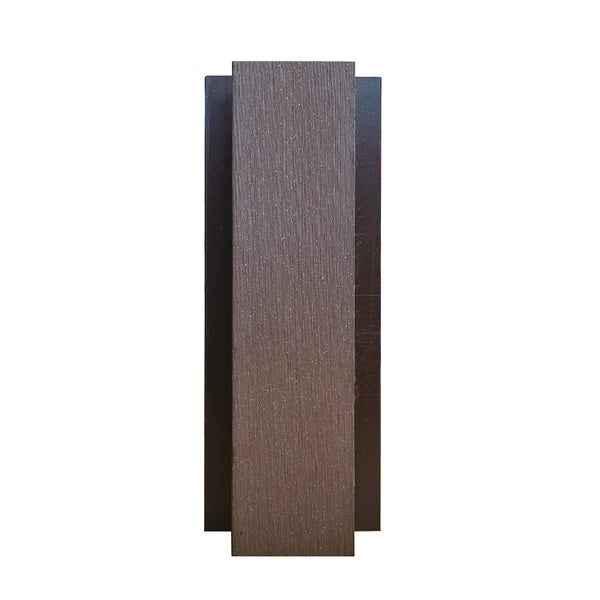 Neowall H trim in chocolate brown installed between cladding boards