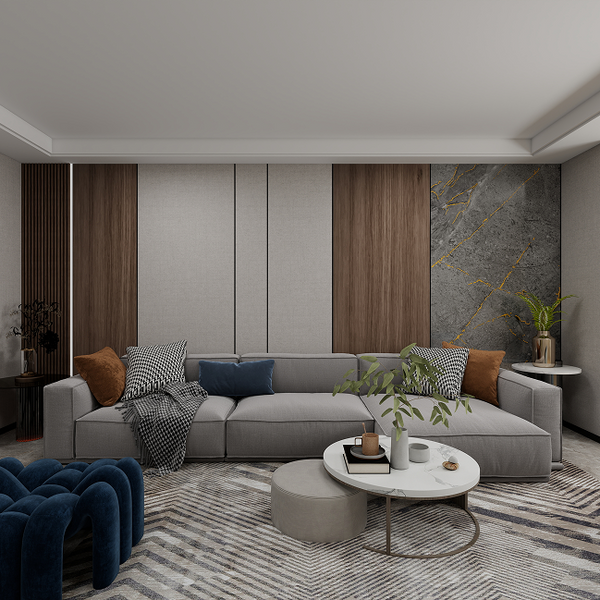 Neowall Vellura Tulsony Gold wall panels with warm stone-effect finish