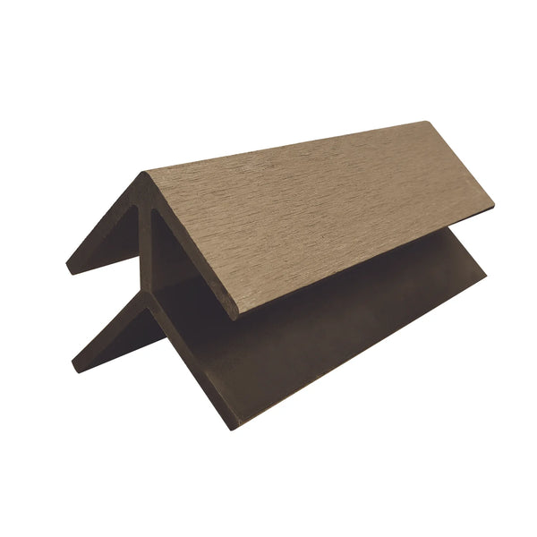 Neowall teak external end trim for composite cladding panel edges