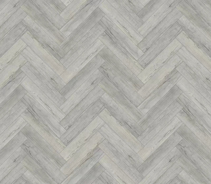 Neowall Herringbone Pebble Grey flooring with modern wood-effect finish