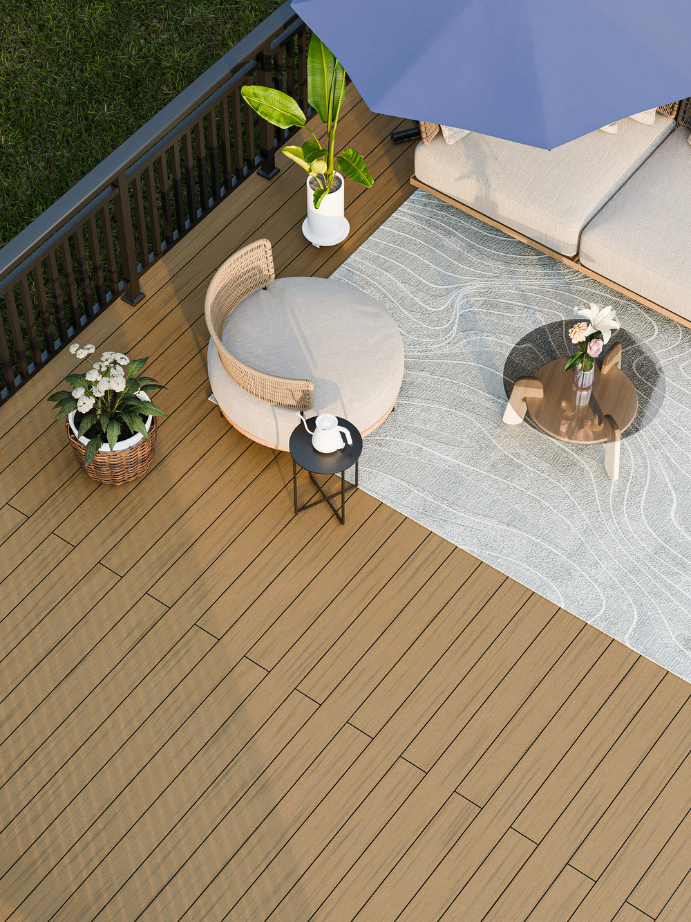Co Extrusion Dual Decking Teak & Choco Brown