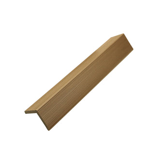 Teak composite edge seal for slat wall panels by Neowall for warm wood-effect wall design