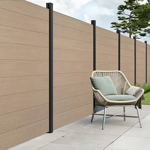 Teak composite garden fencing installed in outdoor space