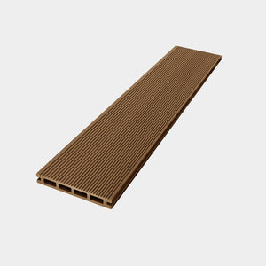 Teak outdoor composite decking board profile showing 135mm width and 25mm thickness
