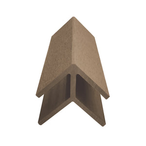 Teak wood-effect cladding end trim for finishing exposed panel ends