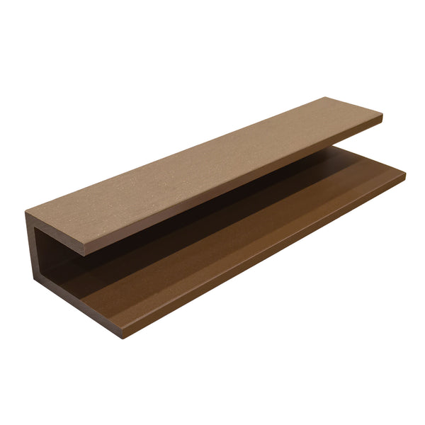Teak wood-effect composite U trim for exterior cladding by Neowall