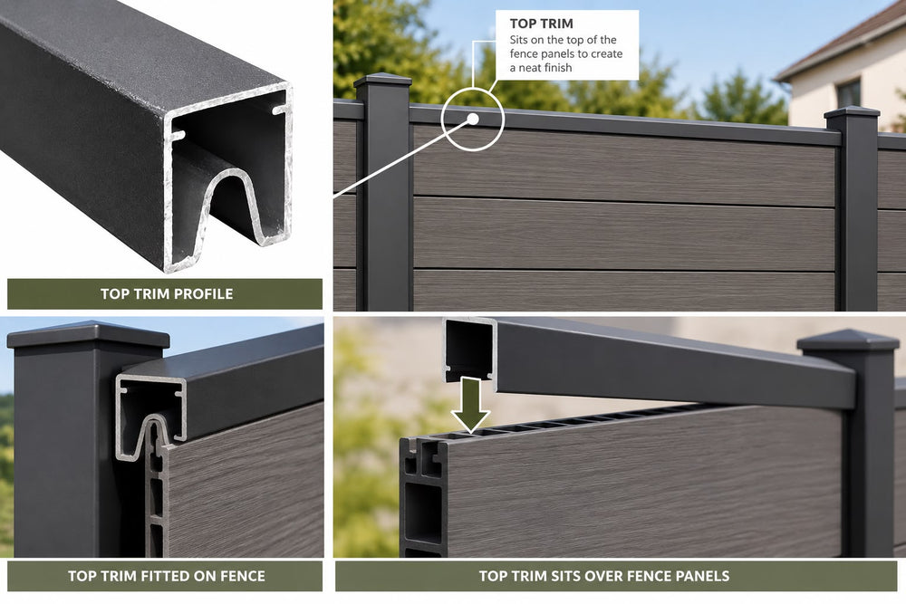 Fence Aluminium Top Trim for composite fencing installation