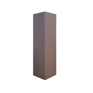 Wood-effect brown composite end trim for clean exterior edge finishing