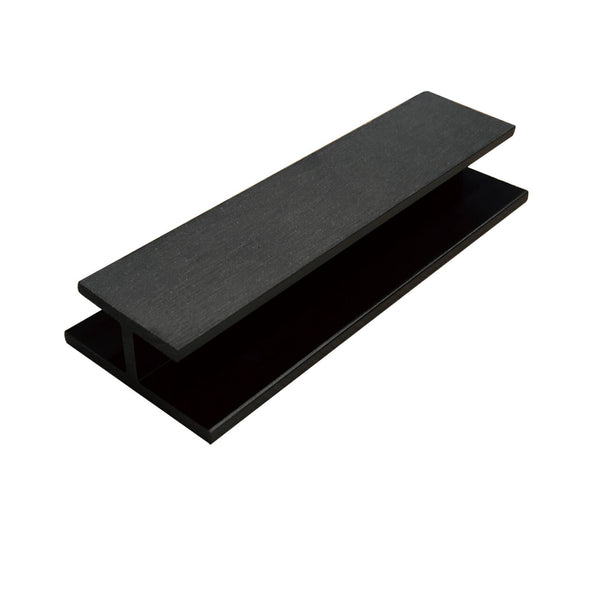 Neowall charcoal H trim installed between cladding boards for clean joint finish