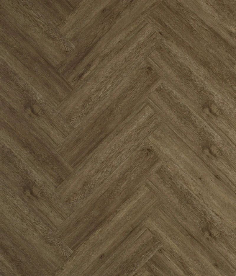 Neowall Herringbone Chestnut Oak wall panels with rich wood-effect finish