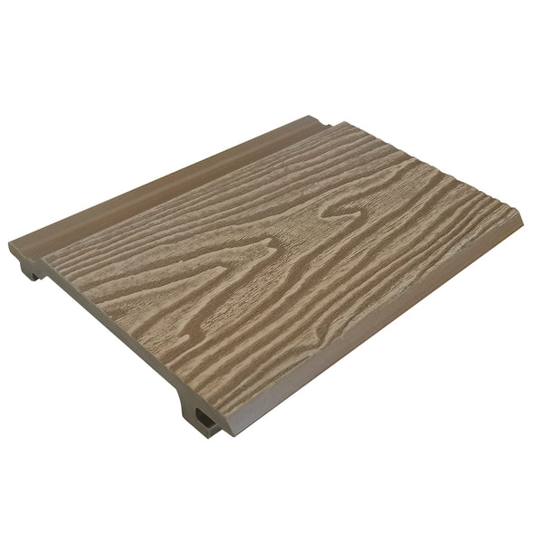 Neowall composite cladding installation in warm teak tone