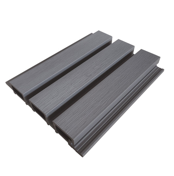 Anthracite grey composite slat wall panel by Neowall for decorative feature walls