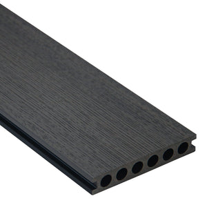 Charcoal and anthracite dual-tone co-extrusion composite decking board with capped surface