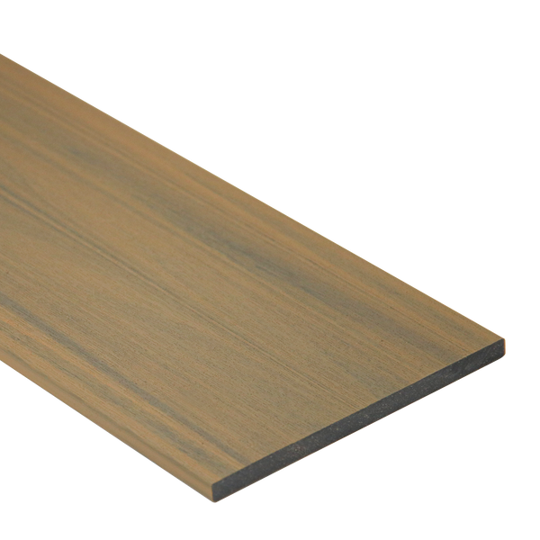 Teak wood effect composite decking fascia board by Neowall for outdoor deck frame covering