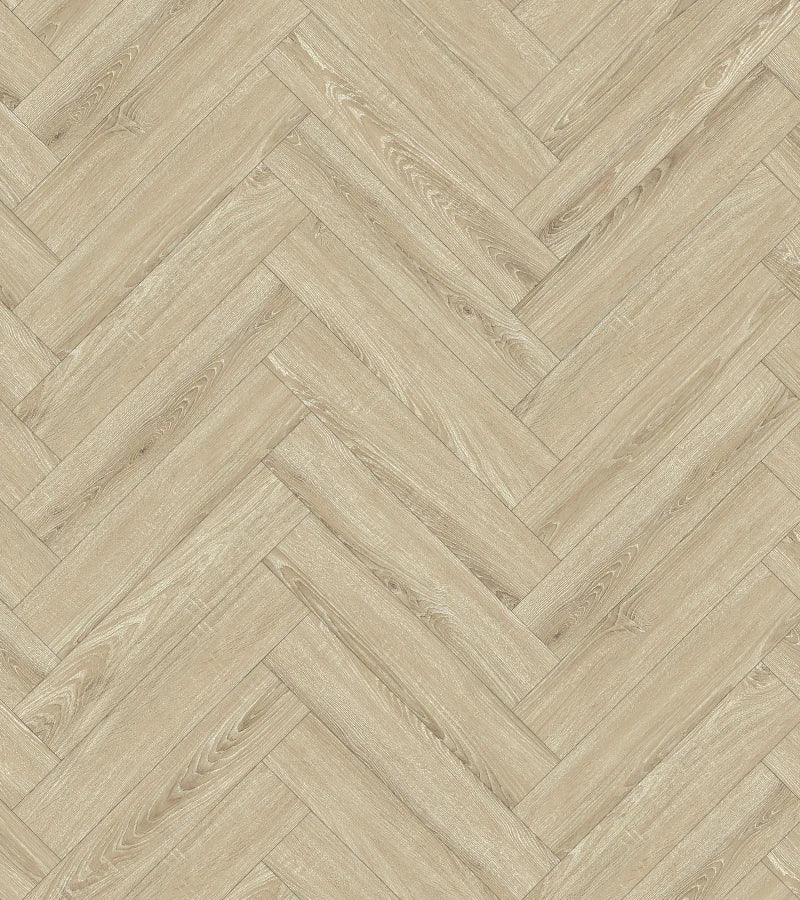 Neowall Herringbone Natural Oak flooring with classic wood-effect finish